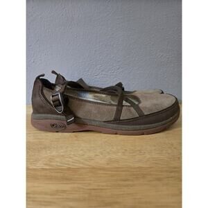 Chaco Women's Size 8.5 Gray Brown Suede Leather Mary Janes
